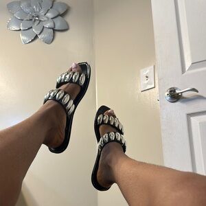 Edge Black and Silver Sandals Sleek and Modern Design